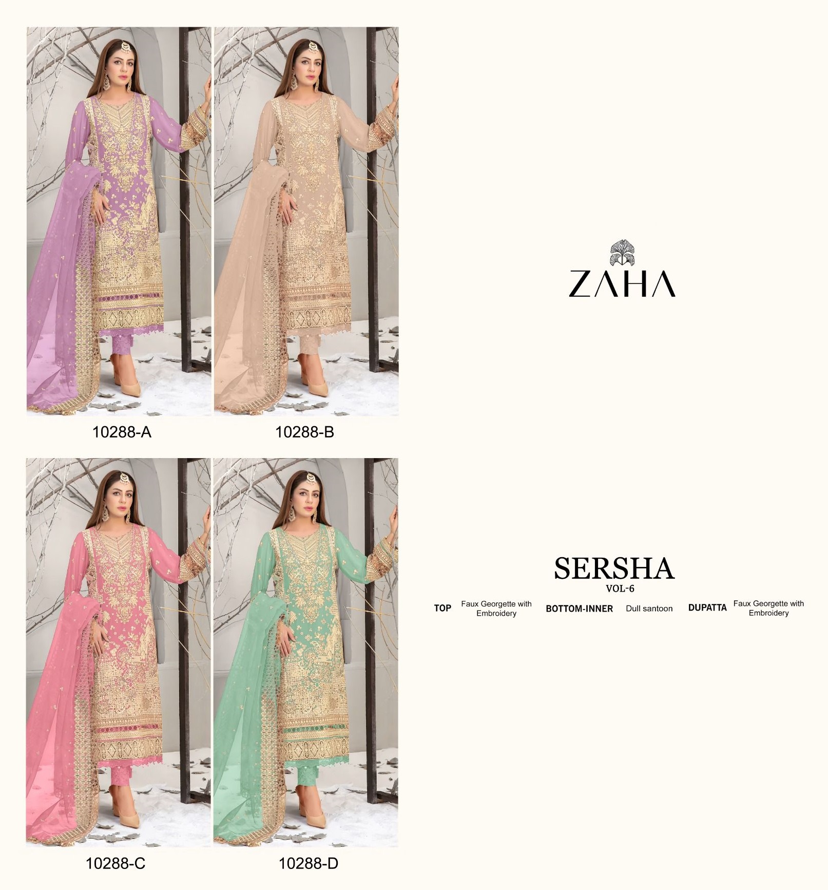 ZAHA 10288 A B C D SERSHA VOL 6 SALWAR SUITS