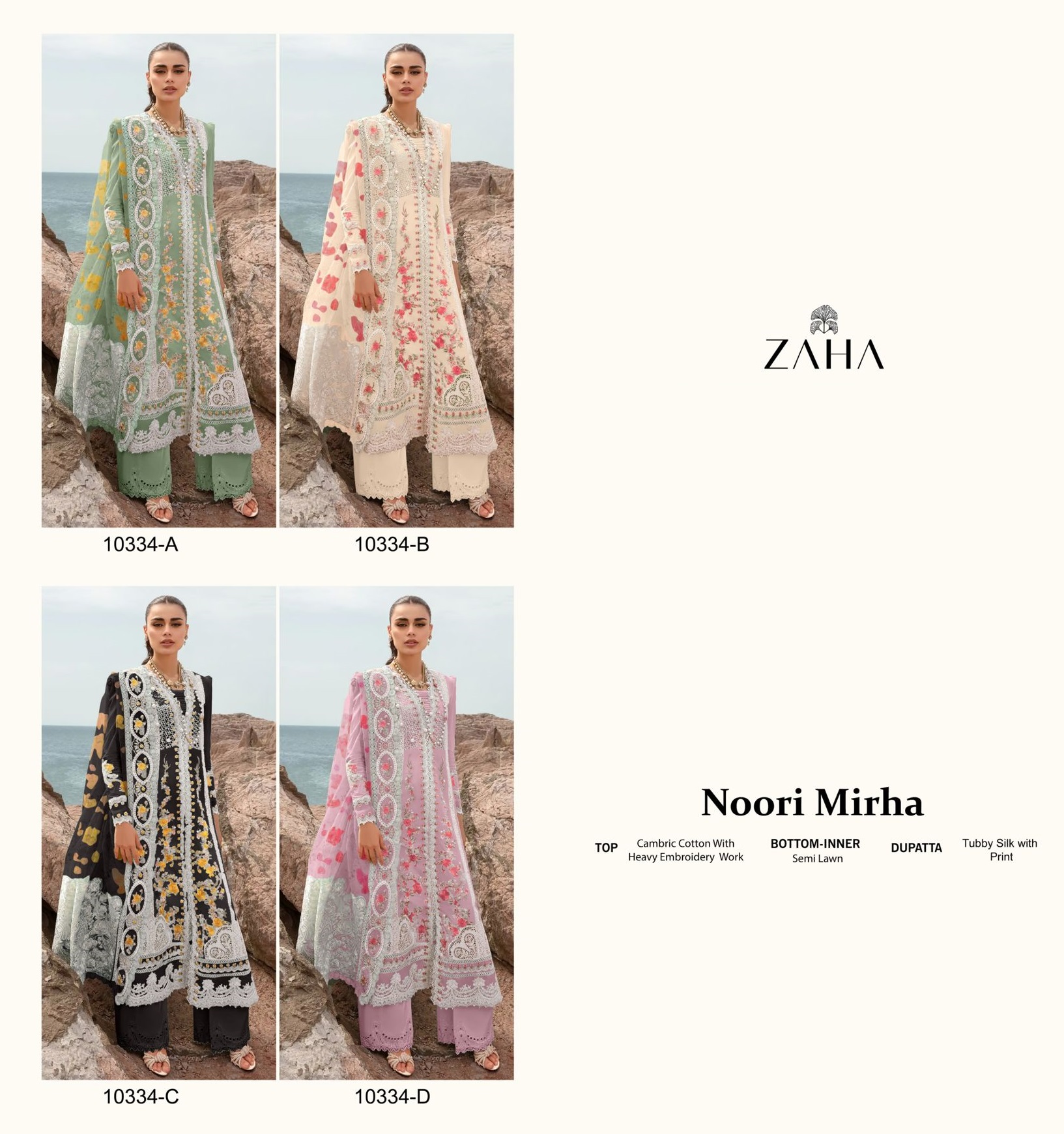 ZAHA 10334 A B C D NOORI MIRHA SALWAR SUITS