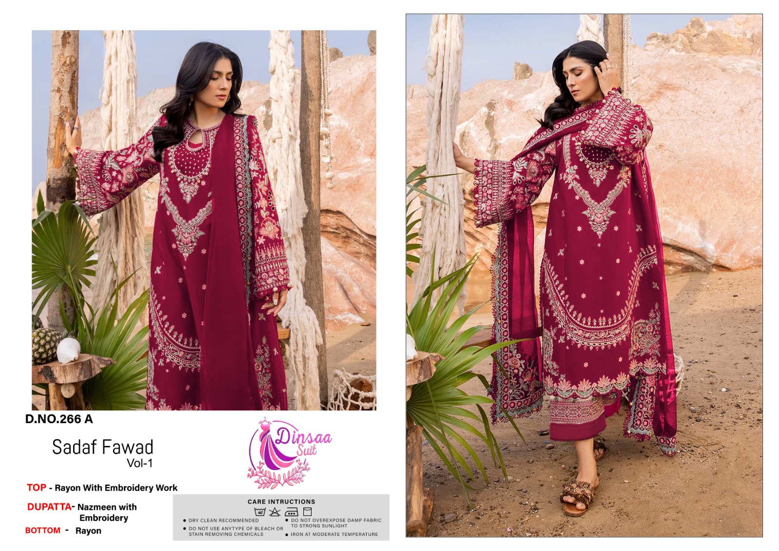 DINSAA SUIT 266 A B C D SADAF FAWAD VOL 1 SUITS