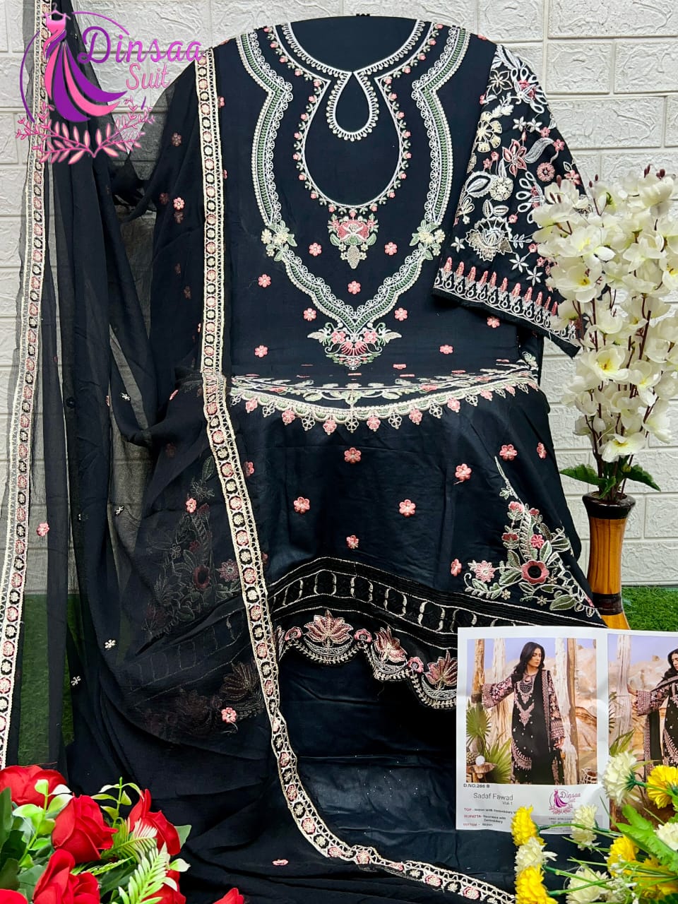 DINSAA SUIT 266 A B C D SADAF FAWAD VOL 1 SUITS