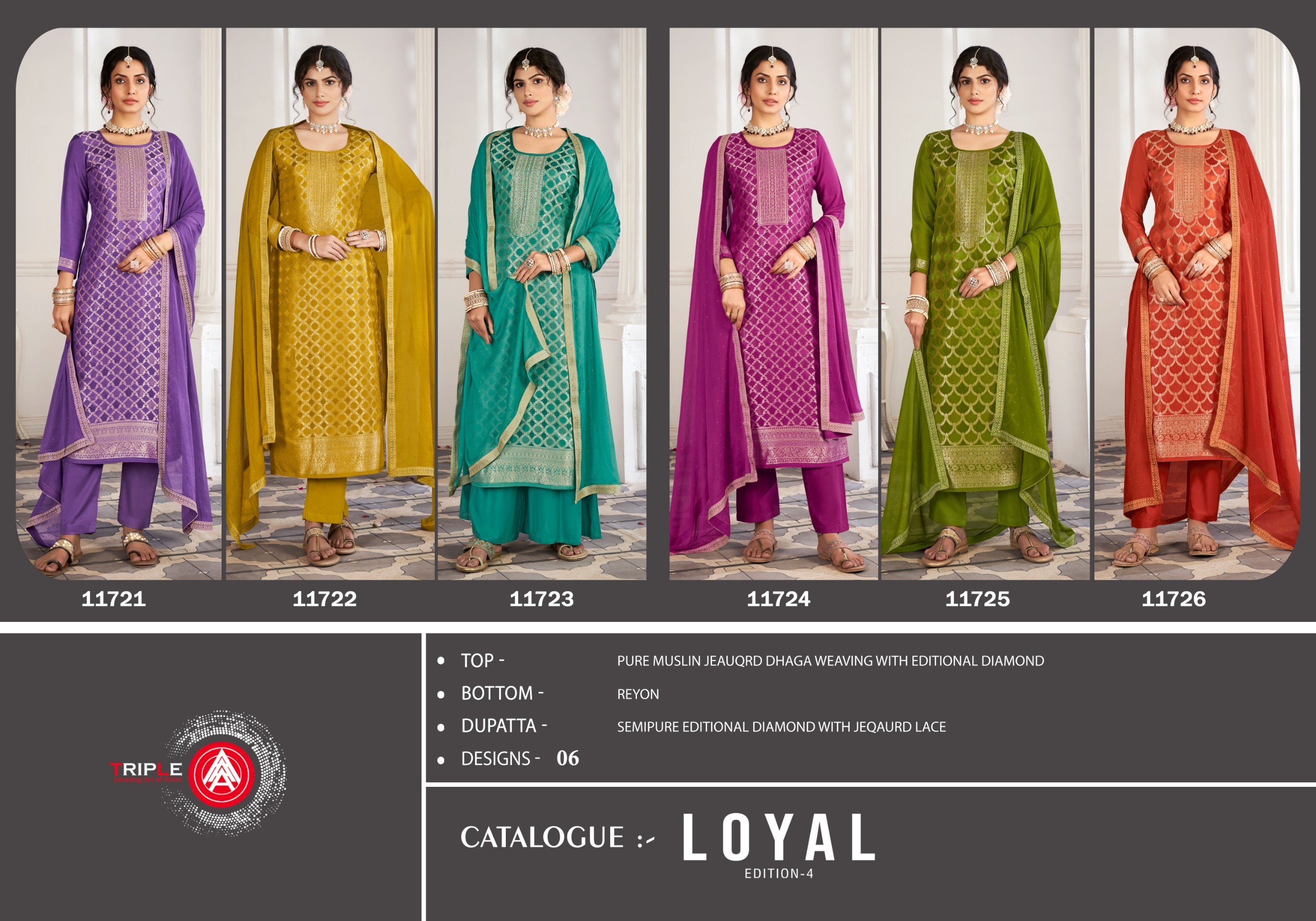 TRIPLE A LOYAL EDITION 4 PURE MUSLIN EMBROIDERY SUITS