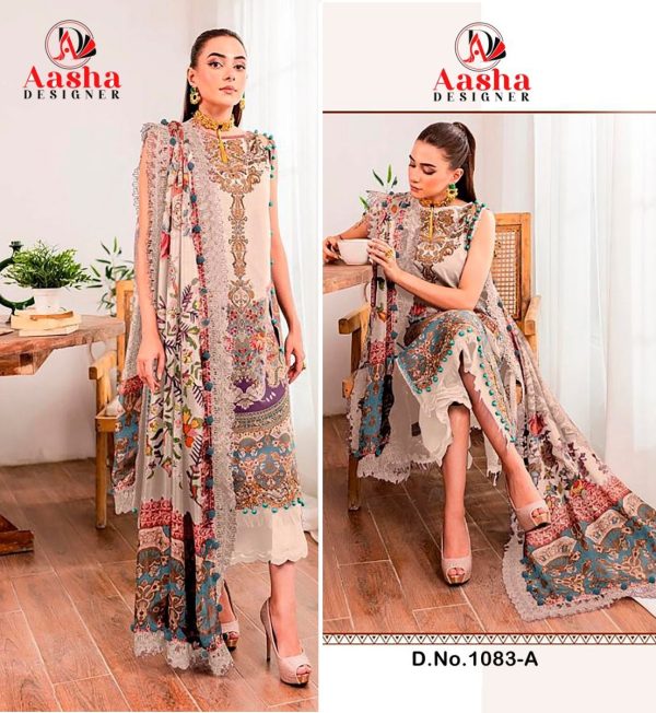 AASHA DESIGNER 1083 A COTTON PAKISTANI SUITS