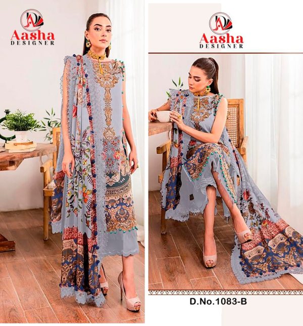 AASHA DESIGNER 1083 B COTTON PAKISTANI SUITS