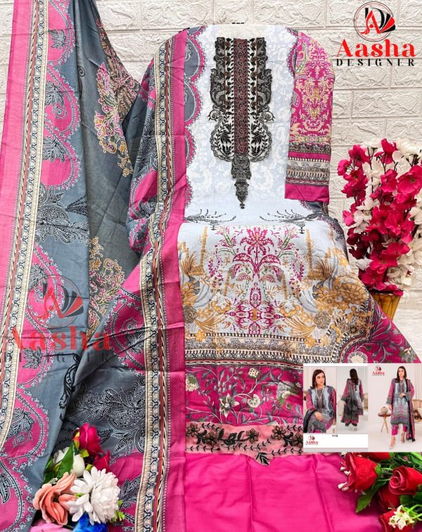 AASHA DESIGNER 1113 COTTON PAKISTANI SUITS