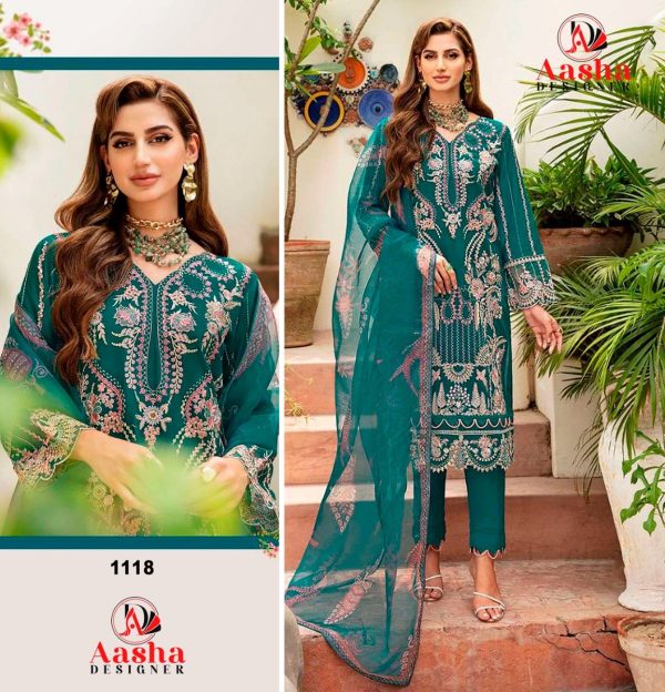 AASHA DESIGNER 1118 REYON SUITS WHOLESALE