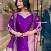 AKSHAR DESIGNER PURPLE CHANDERI SILK SUITS