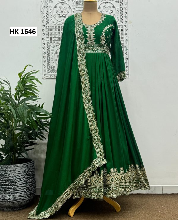 HK 1646 B DESIGNER GOWN WHOLESALE IN INDIA