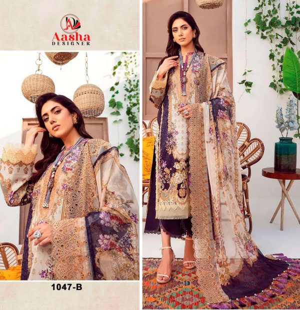 AASHA DESIGNER 1047 B PAKISTANI COTTON SUITS