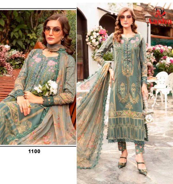 AASHA DESIGNER 1100 PAKISTANI COTTON SUITS