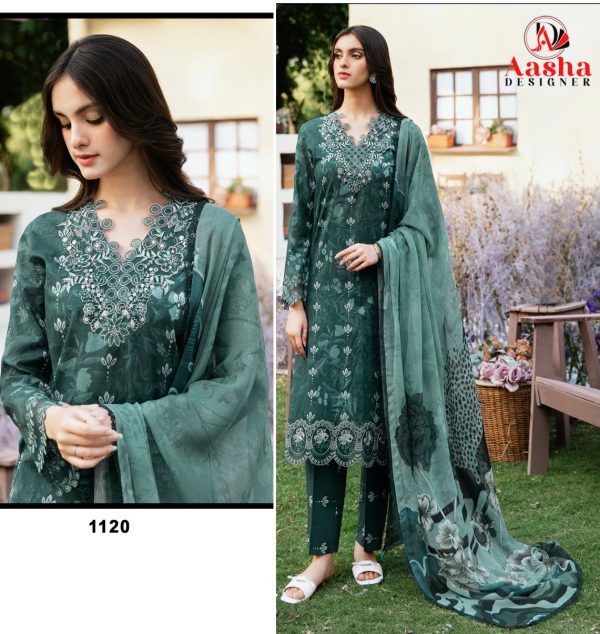 AASHA DESIGNER 1120 COTTON PAKISTANI SUITS