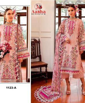 AASHA DESIGNER 1123 A PAKISTANI COTTON SUITS