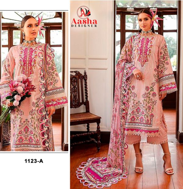 AASHA DESIGNER 1123 A PAKISTANI COTTON SUITS