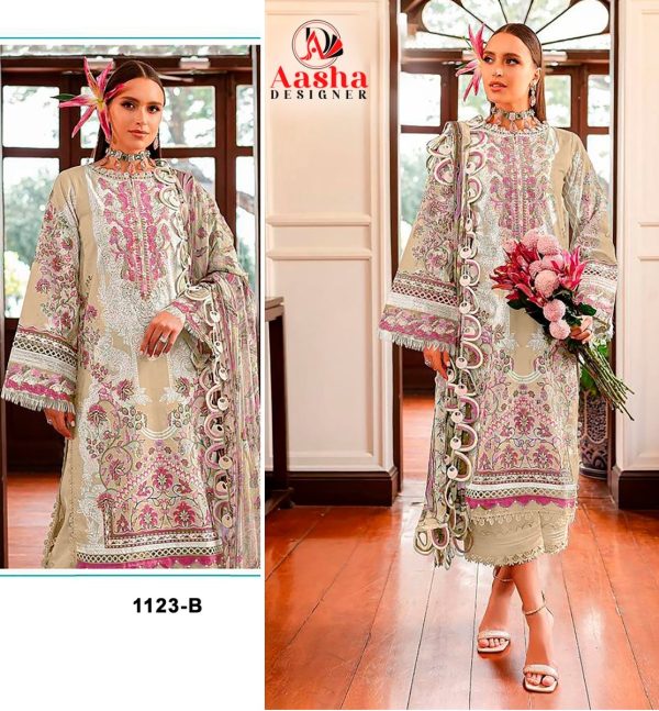 AASHA DESIGNER 1123 B PAKISTANI COTTON SUITS