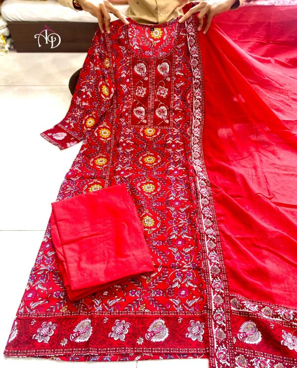 AKSHAR DESIGNER RED RANI HAND WORK SUITS