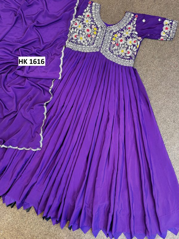 HK 1616 A DESIGNER GOWN WHOLESALE IN INDIA