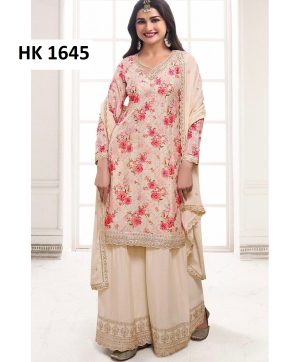 HK 1645 C DESIGNER KURTI PLAZZO WHOLESALE