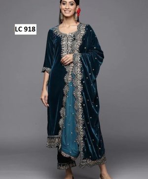 LC 918 D DESIGNER VELVET SUITS WHOLESALE