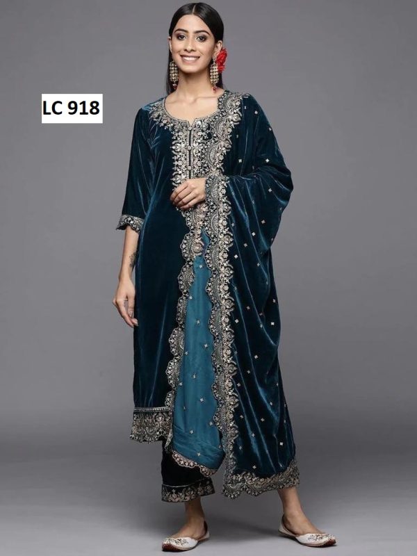 LC 918 D DESIGNER VELVET SUITS WHOLESALE