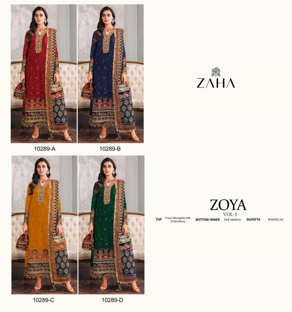 ZAHA 10289 A B C D ZOYA VOL 3 SALWAR SUITS