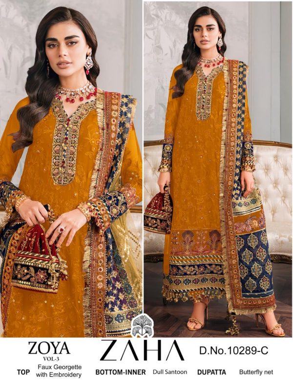 ZAHA 10289 A B C D ZOYA VOL 3 SALWAR SUITS