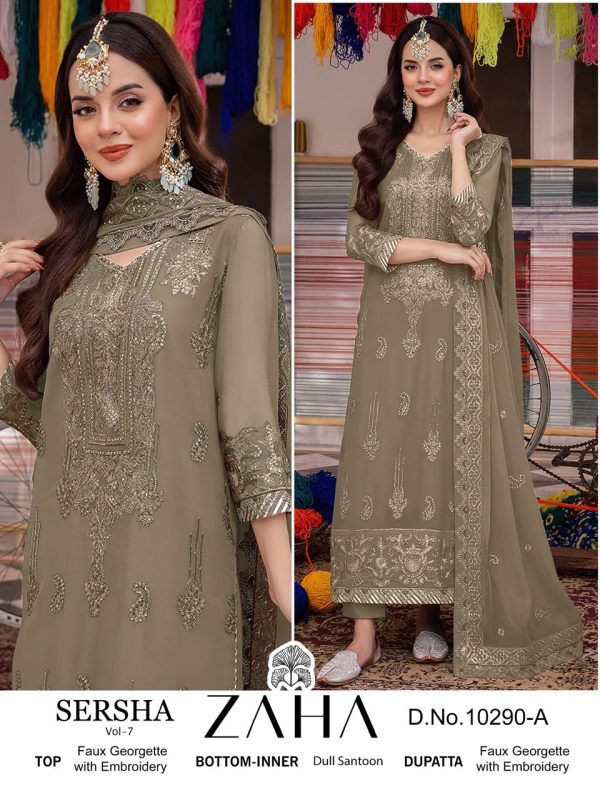 ZAHA 10290 A SERSHA VOL 7 PAKISTANI SUITS