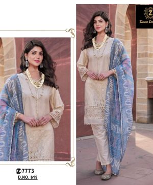 ZIAAZ DESIGNS 619 COTTON PAKISTANI SUITS