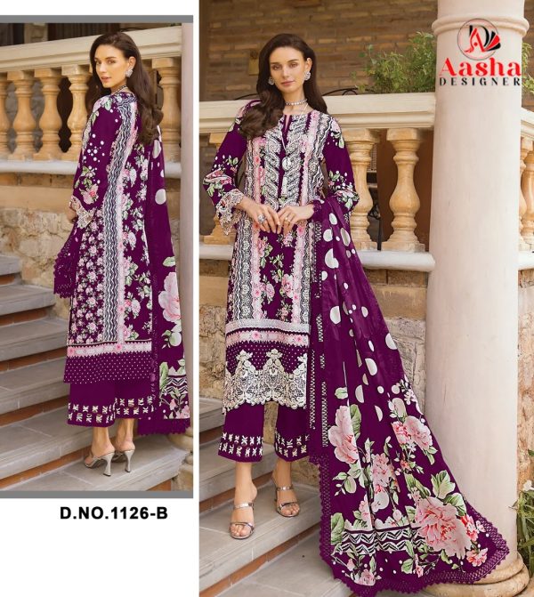 AASHA DESIGNER 1126 B COTTON PAKISTANI SUITS