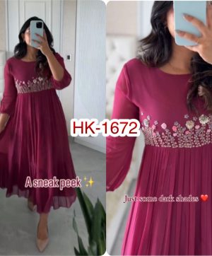 HK 1672 DESIGNER GOWN WHOLESALE IN INDIA