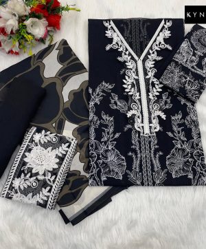 KYNAH 2196 BLACK LAWN PAKISTANI COTTON SUITS