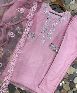 LG 1705 DESIGNER PINK ORGANZA SALWAR KAMEEZ