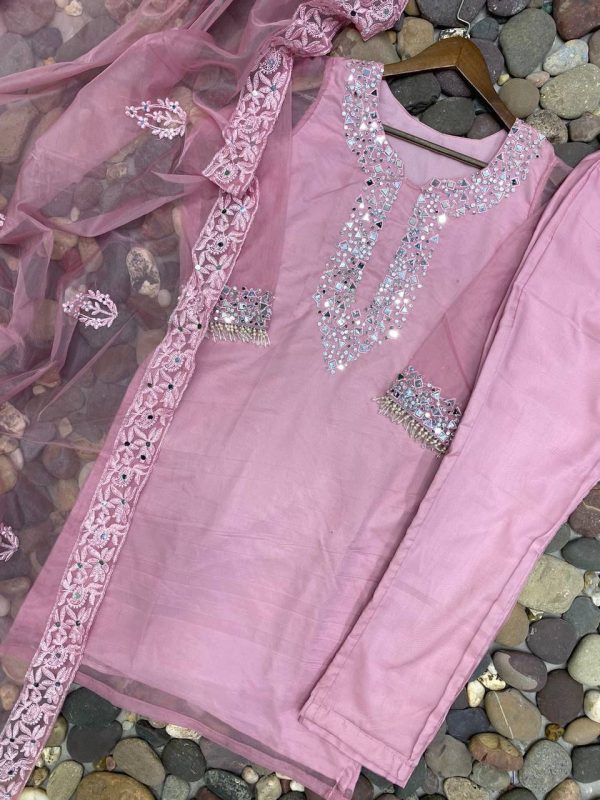 LG 1705 DESIGNER PINK ORGANZA SALWAR KAMEEZ