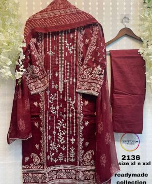 SAFFANA FASHION 2136 RED READYMADE SUITS