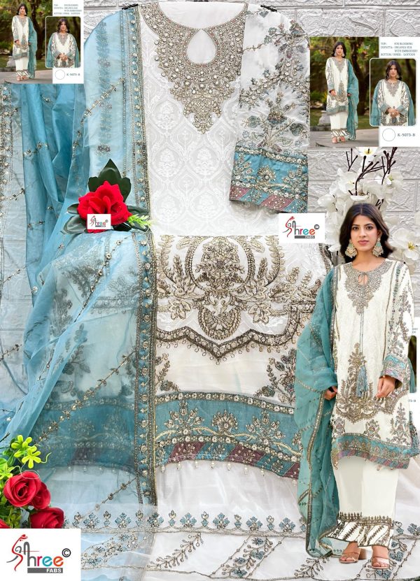 SHREE FABS K 5073 B WHITE PAKISTANI SUIT