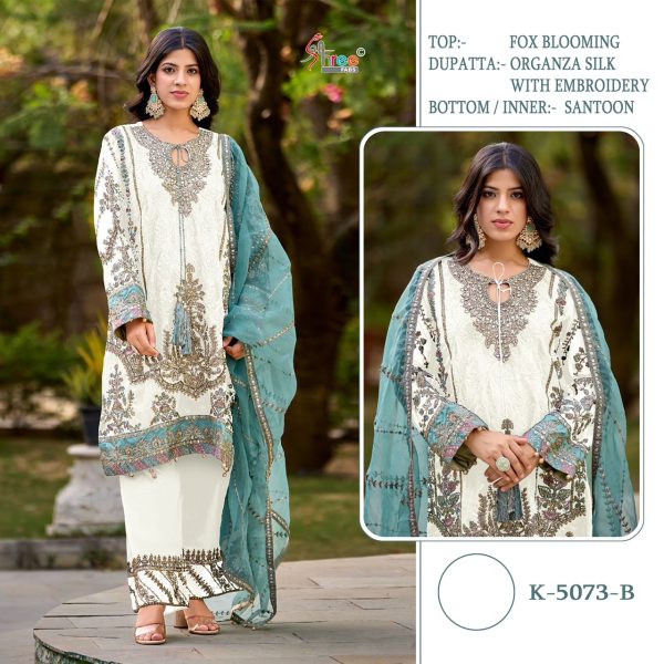 SHREE FABS K 5073 B WHITE PAKISTANI SUIT