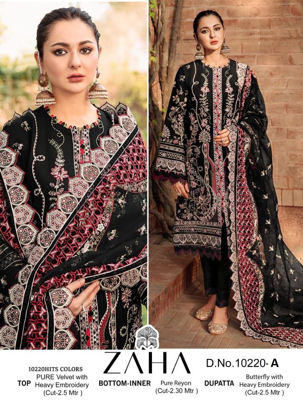 ZAHA 10220 A AAFIYA VOL 1 VELVET PAKISTANI SUITS