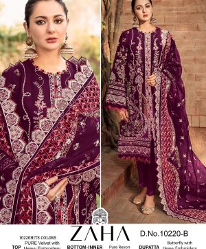 ZAHA 10220 B AAFIYA VOL 1 VELVET PAKISTANI SUITS