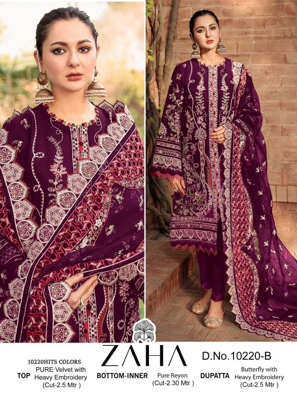 ZAHA 10220 B AAFIYA VOL 1 VELVET PAKISTANI SUITS