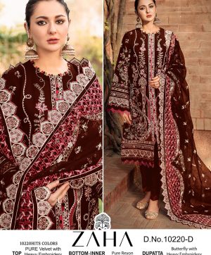 ZAHA 10220 D AAFIYA VOL 1 VELVET PAKISTANI SUITS