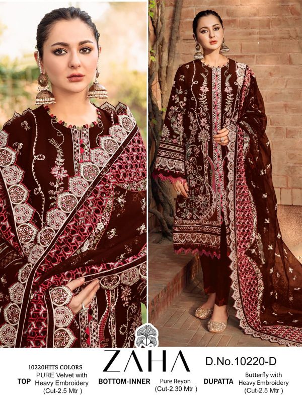 ZAHA 10220 D AAFIYA VOL 1 VELVET PAKISTANI SUITS