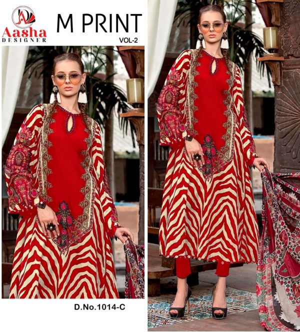 AASHA DESIGNER 1014 C M PRINT VOL 2 SALWAR SUITS