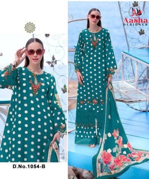 AASHA DESIGNER 1054 B COTTON PAKISTANI SUITS