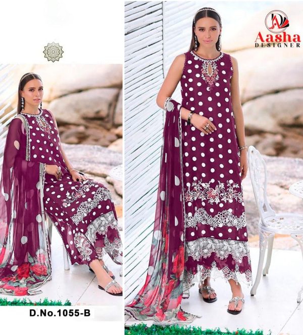 AASHA DESIGNER 1055 B COTTON PAKISTANI SUITS