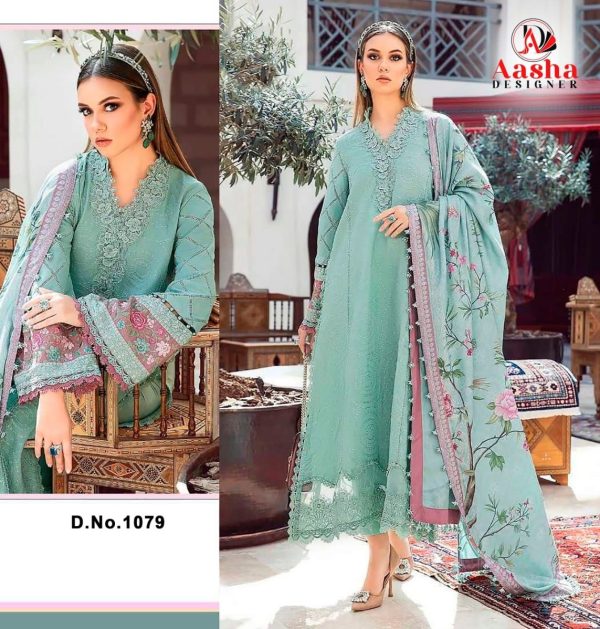 AASHA DESIGNER 1079 RAYON PAKISTANI SUITS