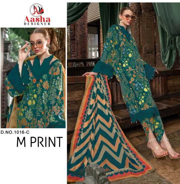 AASHA DESIGNS 1016 C M PRINT COTTON SUITS