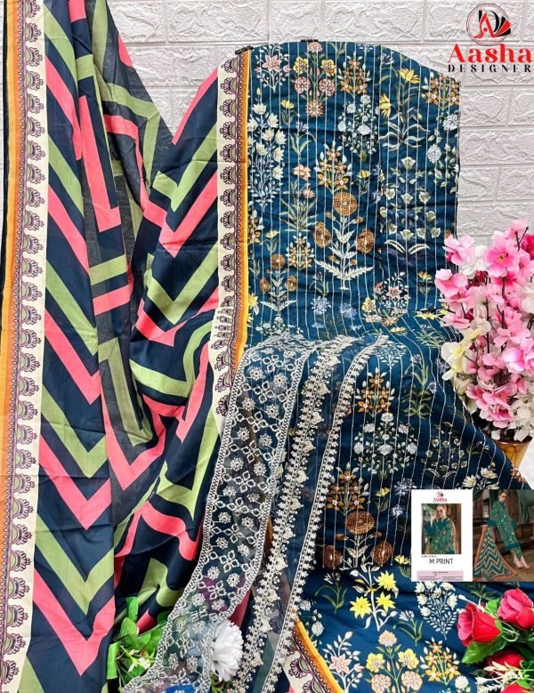 AASHA DESIGNS 1016 C M PRINT COTTON SUITS