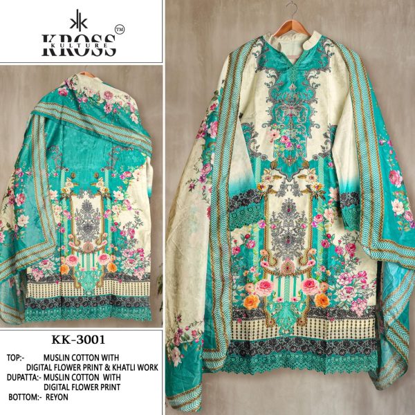 KROSS KULTURE KK 3001 PAKISTANI MUSLIN SUITS