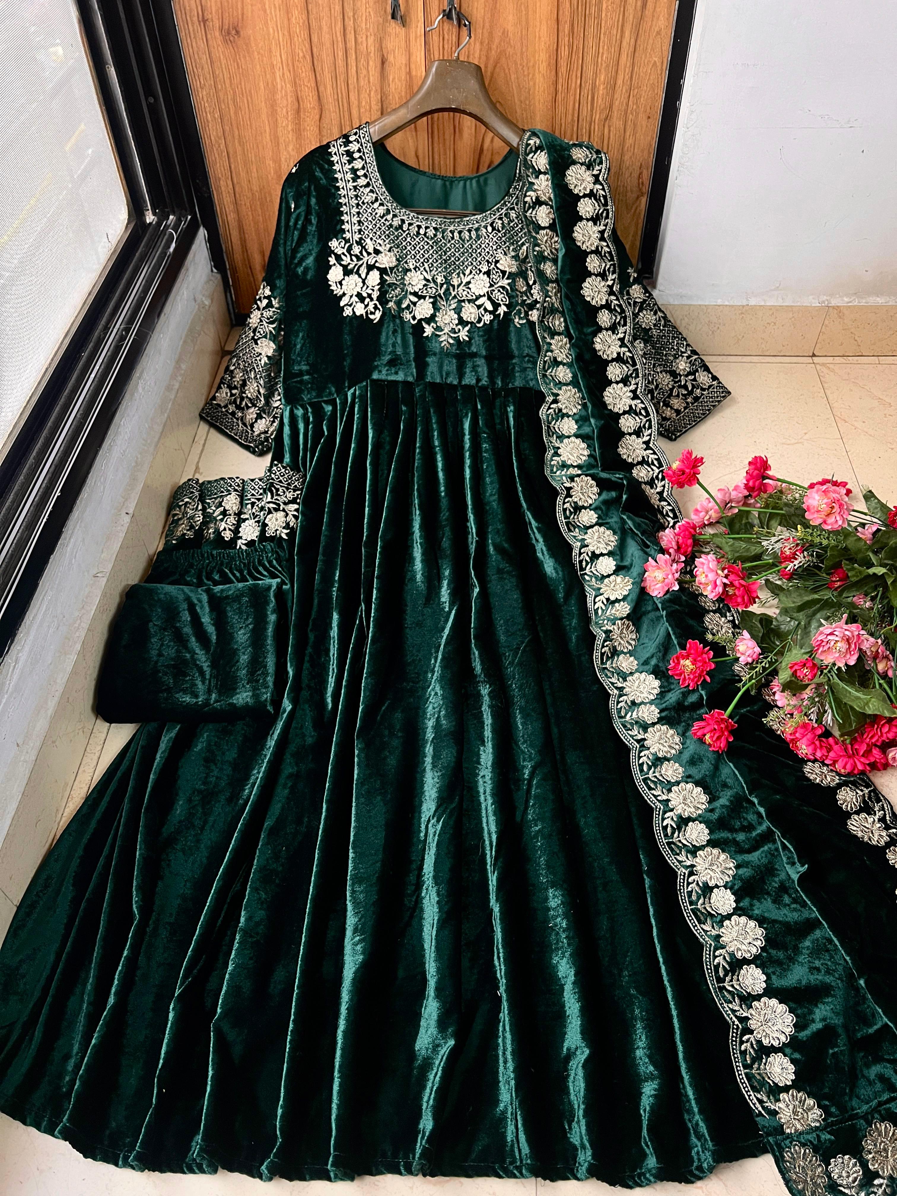 latest velvet gown designs