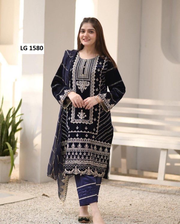 LG 1580 A DESIGNER VELVET SALWAR SUITS