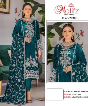 MOTIFZ 2030 B VELVET PAKISTANI SUITS IN INDIA