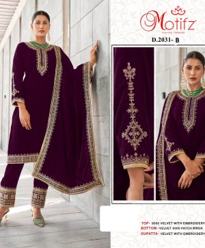 MOTIFZ 2031 B VELVET PAKISTANI SALWAR SUITS